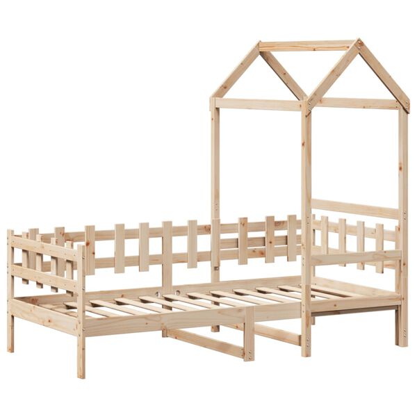 vidaXL Sof&aacute; cama con techo de madera maciza de pino 80x200 cm