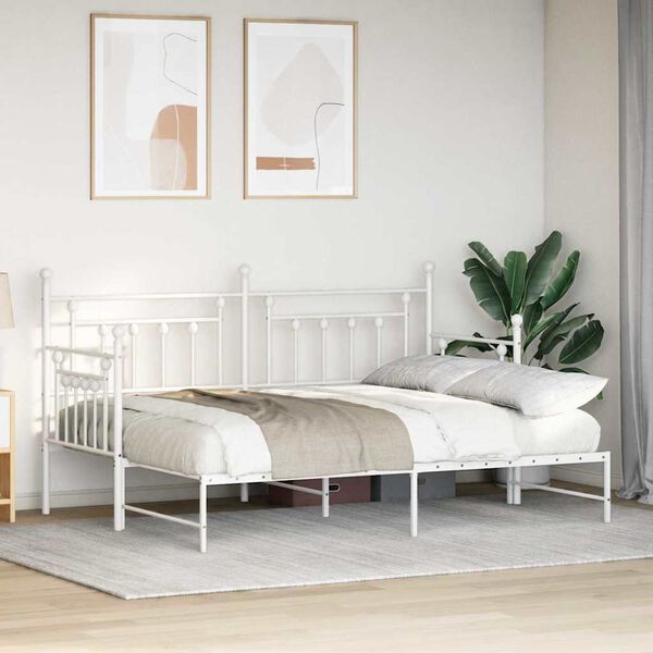 vidaXL Estructura de cama de día con cabecera Blanco 80 x 200 cm Acero