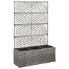 vidaXL Enrejado y arriate 3 macetas rat&aacute;n sint&eacute;tico gris 83x30x130 cm