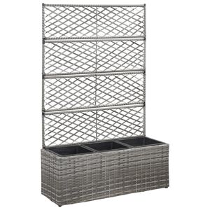 vidaXL Enrejado y arriate 3 macetas rat&aacute;n sint&eacute;tico gris 83x30x130 cm