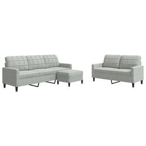 vidaXL Juego de sof&aacute;s con cojines 3 piezas terciopelo gris claro