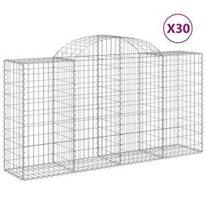 vidaXL Cestas de gaviones 30 uds forma de arco hierro 200x50x100/120cm
