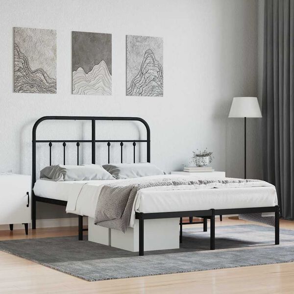 vidaXL Estructura cama sin colch&oacute;n con cabecero metal negro 120x190 cm