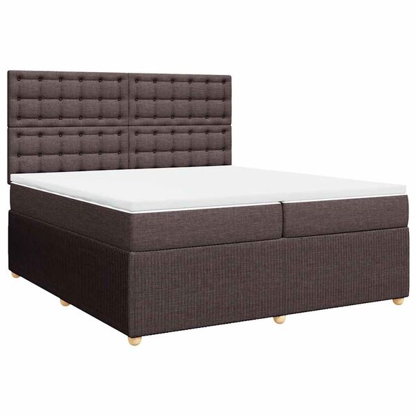 vidaXL Cama box spring con colch&oacute;n tela marr&oacute;n oscuro 200x200 cm