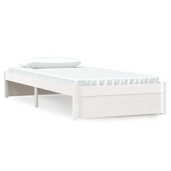 vidaXL Estructura cama individual sin colch&oacute;n madera blanco 90x190 cm
