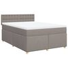 vidaXL Cama box spring con colch&oacute;n tela gris taupe 140x200 cm