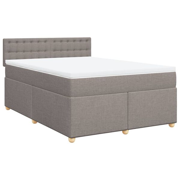 vidaXL Cama box spring con colch&oacute;n tela gris taupe 140x200 cm