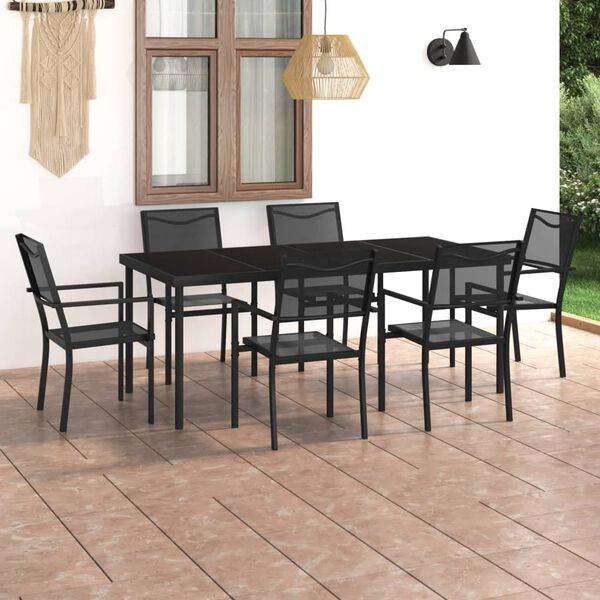 vidaXL Juego de comedor para jard&iacute;n 7 piezas acero