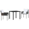 vidaXL Conjunto de Comedor de Jard&iacute;n 3 uds. Marr&oacute;n y Negro