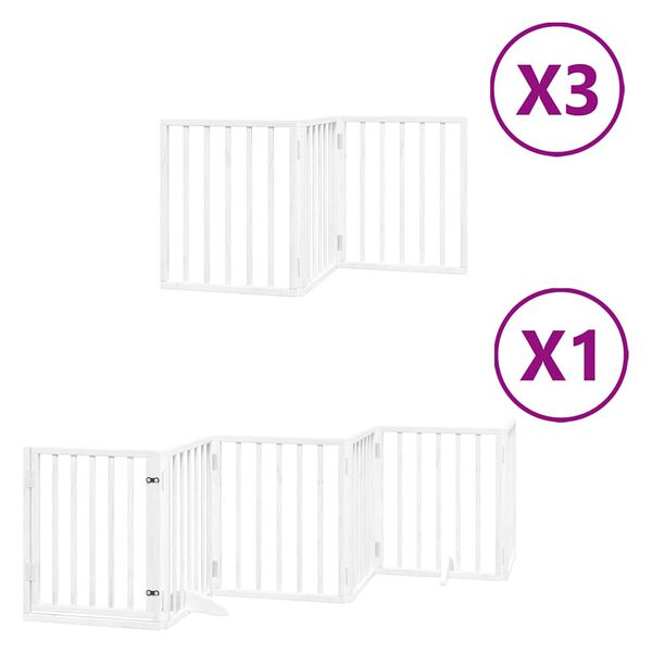 vidaXL Puerta de perros plegable 15 paneles madera &aacute;lamo blanca 750 cm