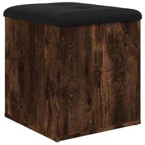 vidaXL Banco con almacenaje madera ingenier&iacute;a roble ahumado 42x42x45cm