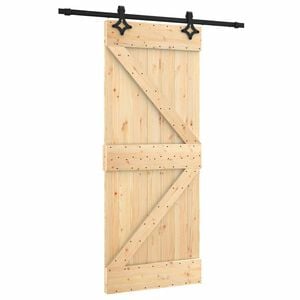 vidaXL Puerta Corredera Natural y negro 85 x 210 cm
