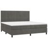 vidaXL Cama box spring colch&oacute;n y LED terciopelo gris oscuro 200x200 cm