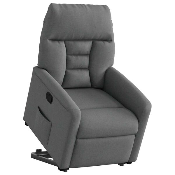 vidaXL Sill&oacute;n reclinable elevable de tela gris oscuro