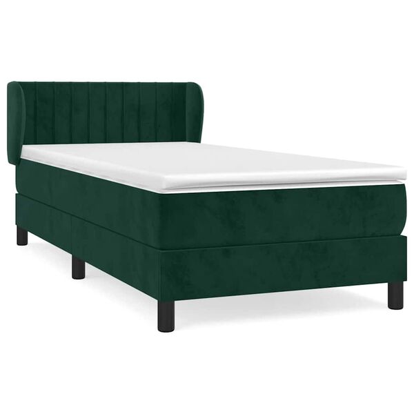 vidaXL Cama box spring con colch&oacute;n terciopelo verde oscuro 80x200 cm