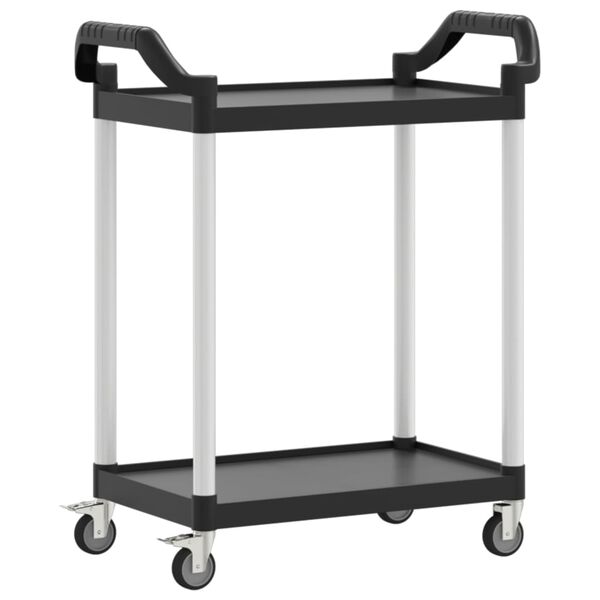 vidaXL Carrito de 2 niveles aluminio negro 81x41x92 cm