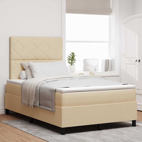 vidaXL Cama tipo Box Spring con colch&oacute;n Crema 120 x 190 cm tela
