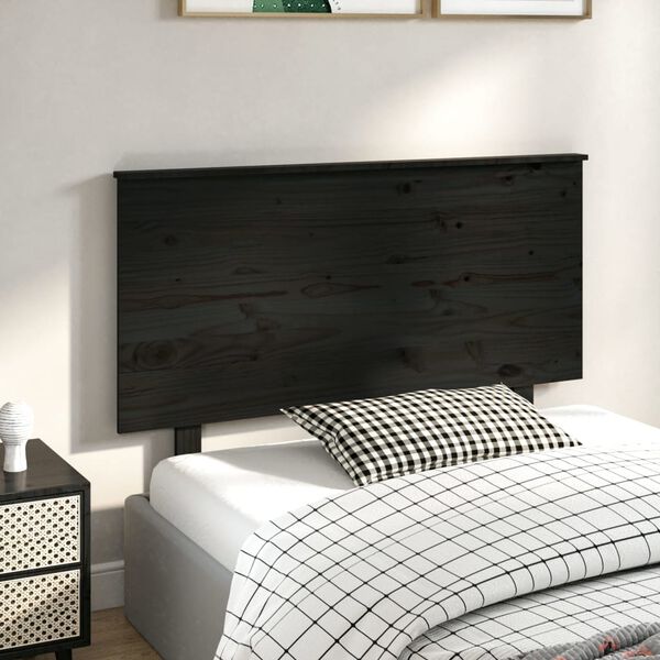 vidaXL Cabecero de cama madera maciza de pino negro 124x6x82,5 cm
