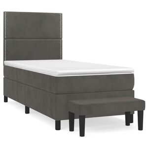 vidaXL Cama box spring con colch&oacute;n terciopelo gris oscuro 80x200 cm