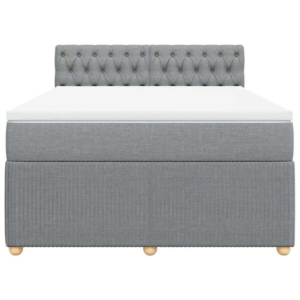 vidaXL Cama box spring con colch&oacute;n tela gris claro 140x200 cm
