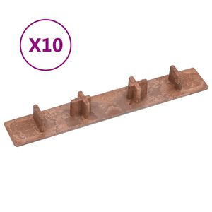 vidaXL Tapas de extremo de plataforma 10 unidades pl&aacute;stico marr&oacute;n