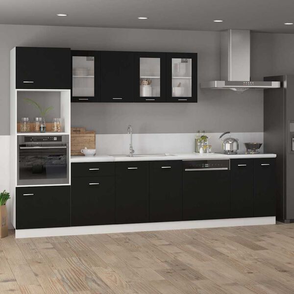 vidaXL Vitrina colgante "Lyon" de, color negro, 80 x 31 x 60 cm, madera de ingeniería