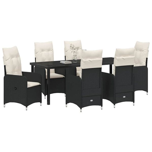 vidaXL Conjunto de Comedor de Jard&iacute;n 7 pcs Negro rat&aacute;n sint&eacute;tico