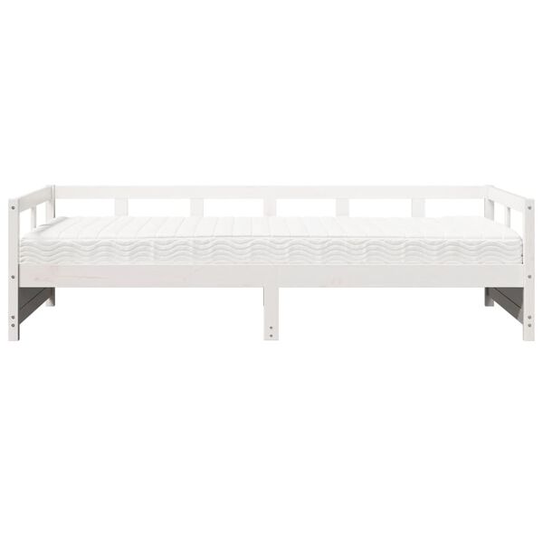 vidaXL Sof&aacute; cama con colch&oacute;n madera maciza de pino blanco 90x200 cm
