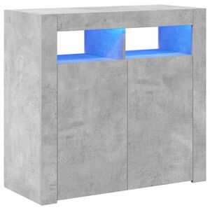 vidaXL Aparador con luces LED gris hormig&oacute;n 80x35x75 cm