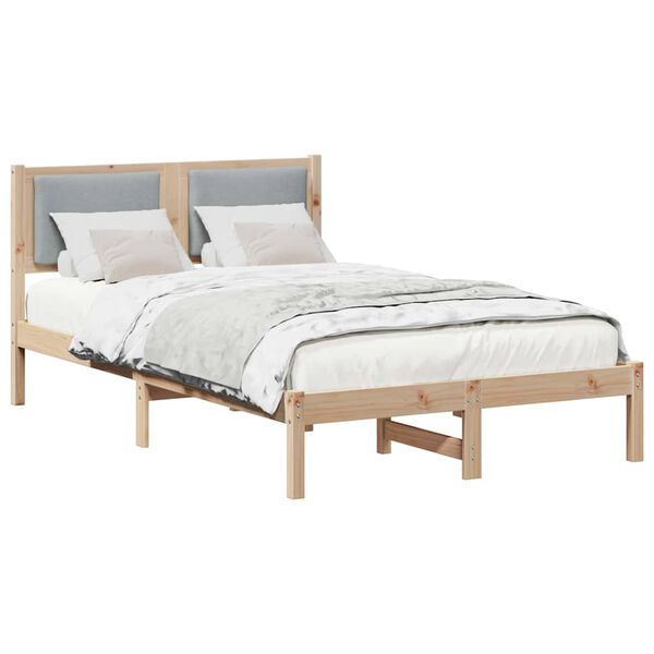 vidaXL Estructura de cama con cabecera Gris Claro 120 x 190 cm