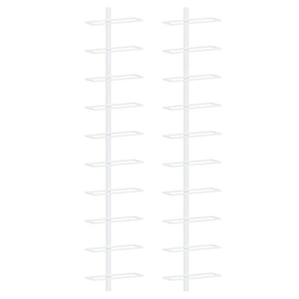 vidaXL Botellero de pared para 10 botellas 2 unidades metal blanco