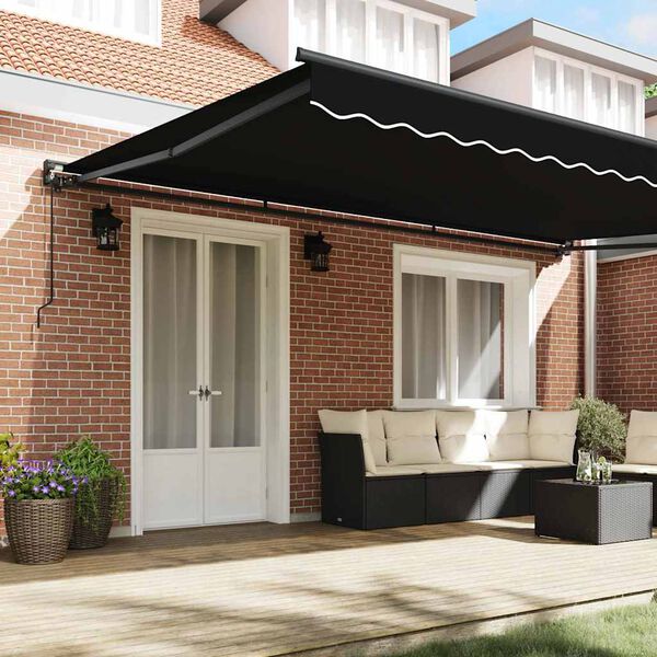 vidaXL Toldo Retr&aacute;ctil Manual Negro 500 x 300 cm Poli&eacute;ster y metal