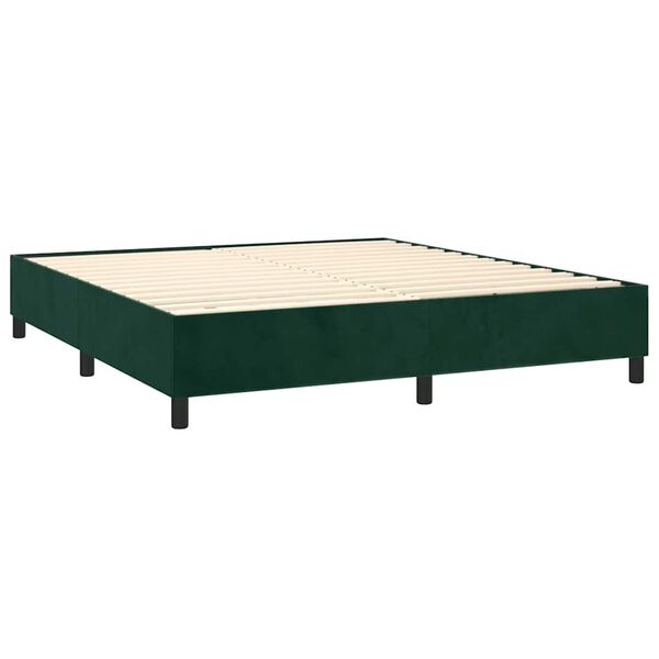vidaXL Cama box spring con colch&oacute;n terciopelo verde oscuro 200x200 cm