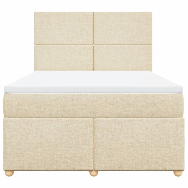 vidaXL Cama box spring con colch&oacute;n tela color crema 160x200 cm