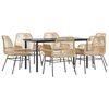 vidaXL Juego de comedor de jard&iacute;n 7 pzas con cojines rat&aacute;n PE marr&oacute;n