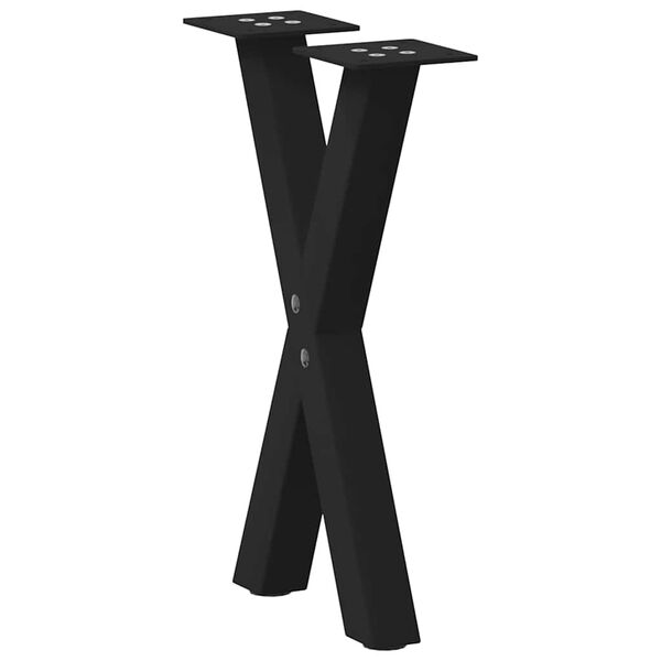 vidaXL Patas para mesa de centro en forma de X (2 unidades), color negro, 38 x (42-43) cm, acero