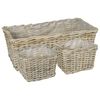 vidaXL Cesta para Plantas GENDT 3 uds. Gris natural Rat&aacute;n Kubu