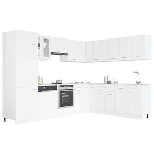 vidaXL Conjunto de armarios de cocina "Lyon" de 14 piezas de madera de ingenier&iacute;a blanca
