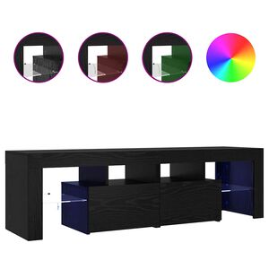 vidaXL Mueble de TV con luces LED roble negro 140x36,5x40 cm