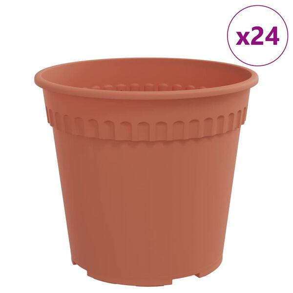 vidaXL Maceta Redonda para Flores 24 pcs Rojo Ladrillo &Oslash; 17 x 14 cm
