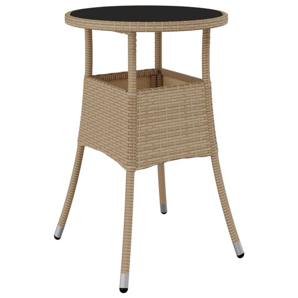 vidaXL Set comedor jard&iacute;n 5 pzas cojines rat&aacute;n sint&eacute;tico vidrio beige