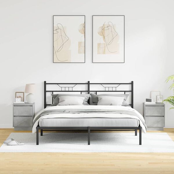 vidaXL Armario de Noche 2 pcs Gris Concreto 39 x 34,5 x 50 cm