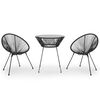 vidaXL Juego de comedor para jard&iacute;n 3 piezas negro
