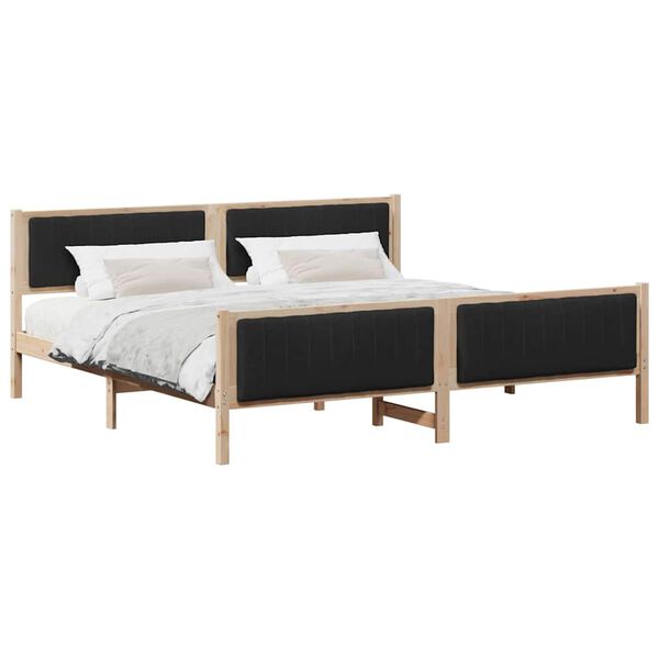 vidaXL Estructura de cama con cabecera Marr&oacute;n y negro 200 x 200 cm