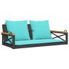 vidaXL Banco columpio con cojines rat&aacute;n sint&eacute;tico negro 109x62x40 cm