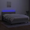 vidaXL Cama box spring colch&oacute;n y luces LED tela gris claro 140x190 cm