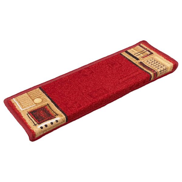 vidaXL Alfombrilla autoadhesiva para escalera 15 uds rojo 65x21x4 cm
