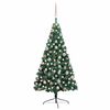 vidaXL Medio &aacute;rbol de Navidad con luces y bolas verde 120 cm