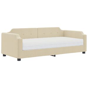 vidaXL Sof&aacute; cama con colch&oacute;n tela crema 80x200 cm
