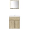 vidaXL Set de muebles de ba&ntilde;o 3 pzas madera contrachapada roble Sonoma